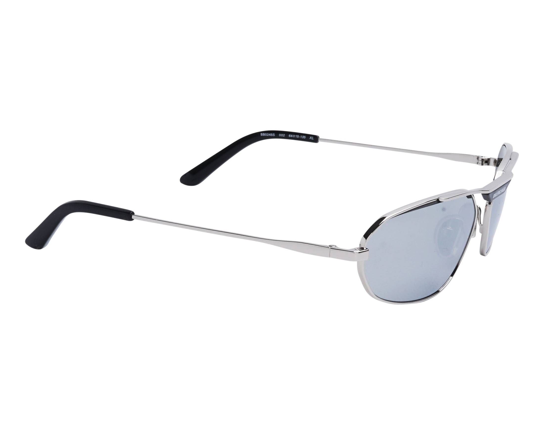 Balenciaga BB0245S 002 Sunglasses Silver Geometric Frame, Silver Mirror Lenses NEW BB0245S 002 BALENCIAGA SILVER UNISEX SUNGLASSES METAL  main image 4