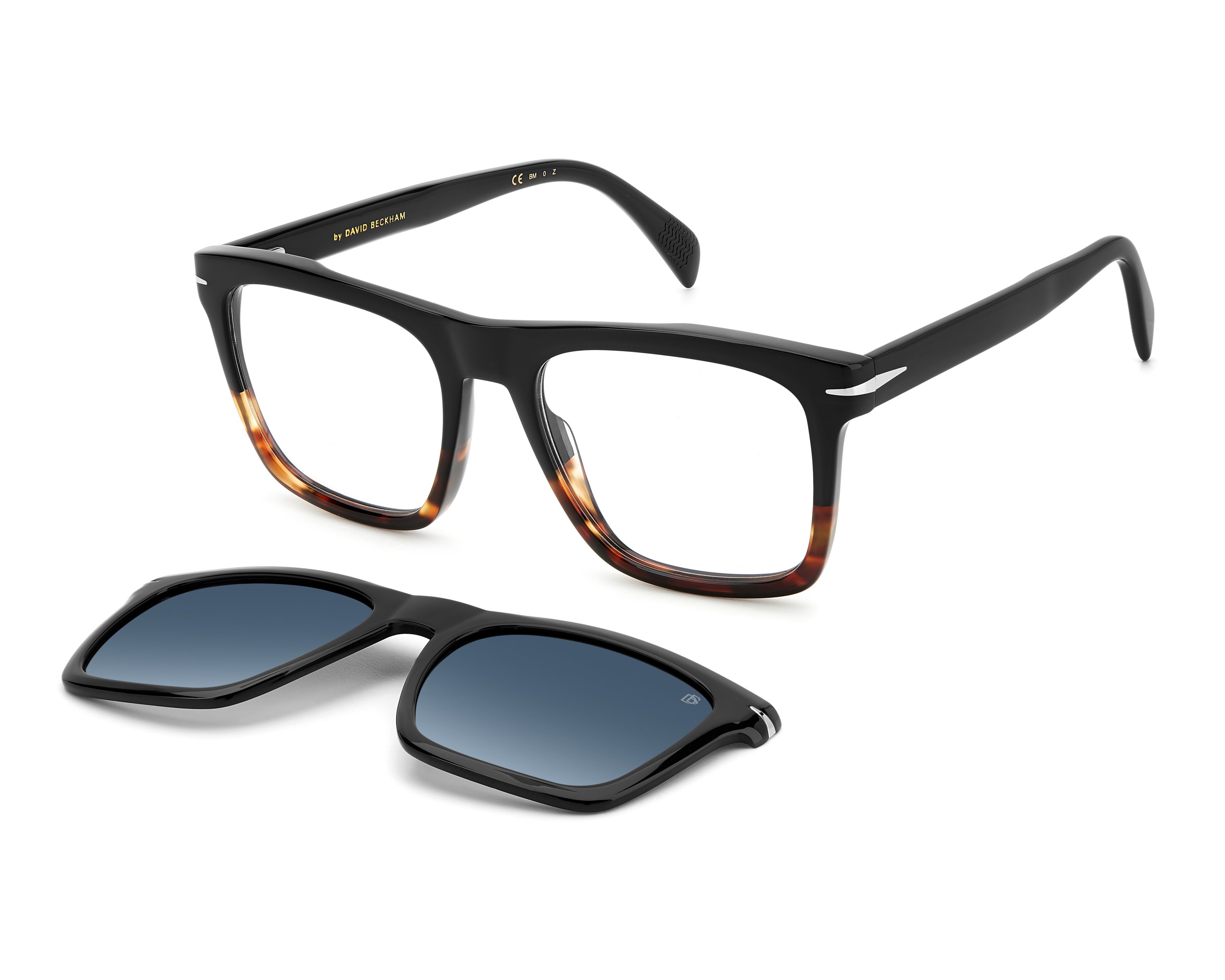 David Beckham DB-7000-CS 37N/Z7 53-19 Horn Black  360 degree view 1
