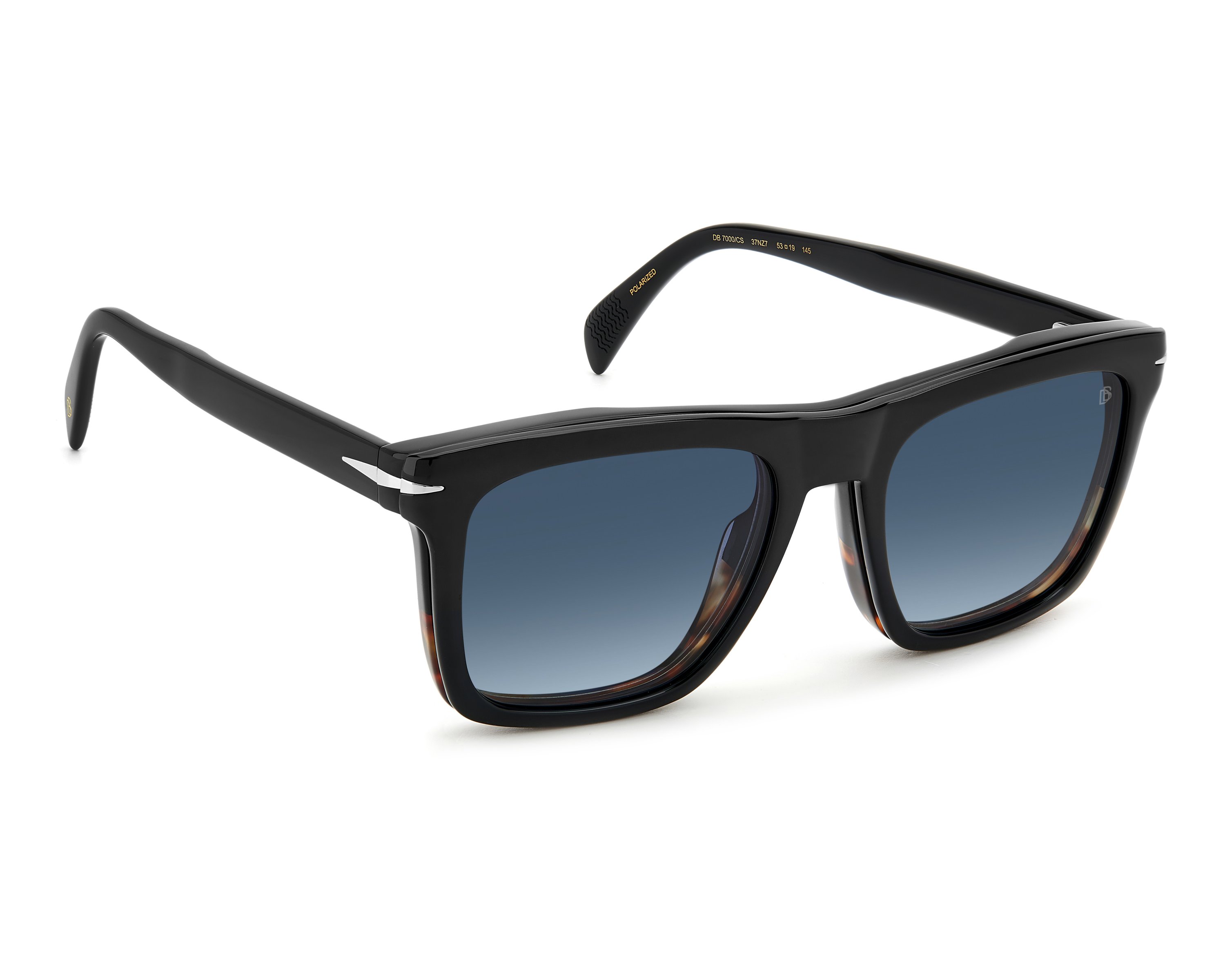 David Beckham DB-7000-CS 37N/Z7 53-19 Horn Black  360 degree view 2