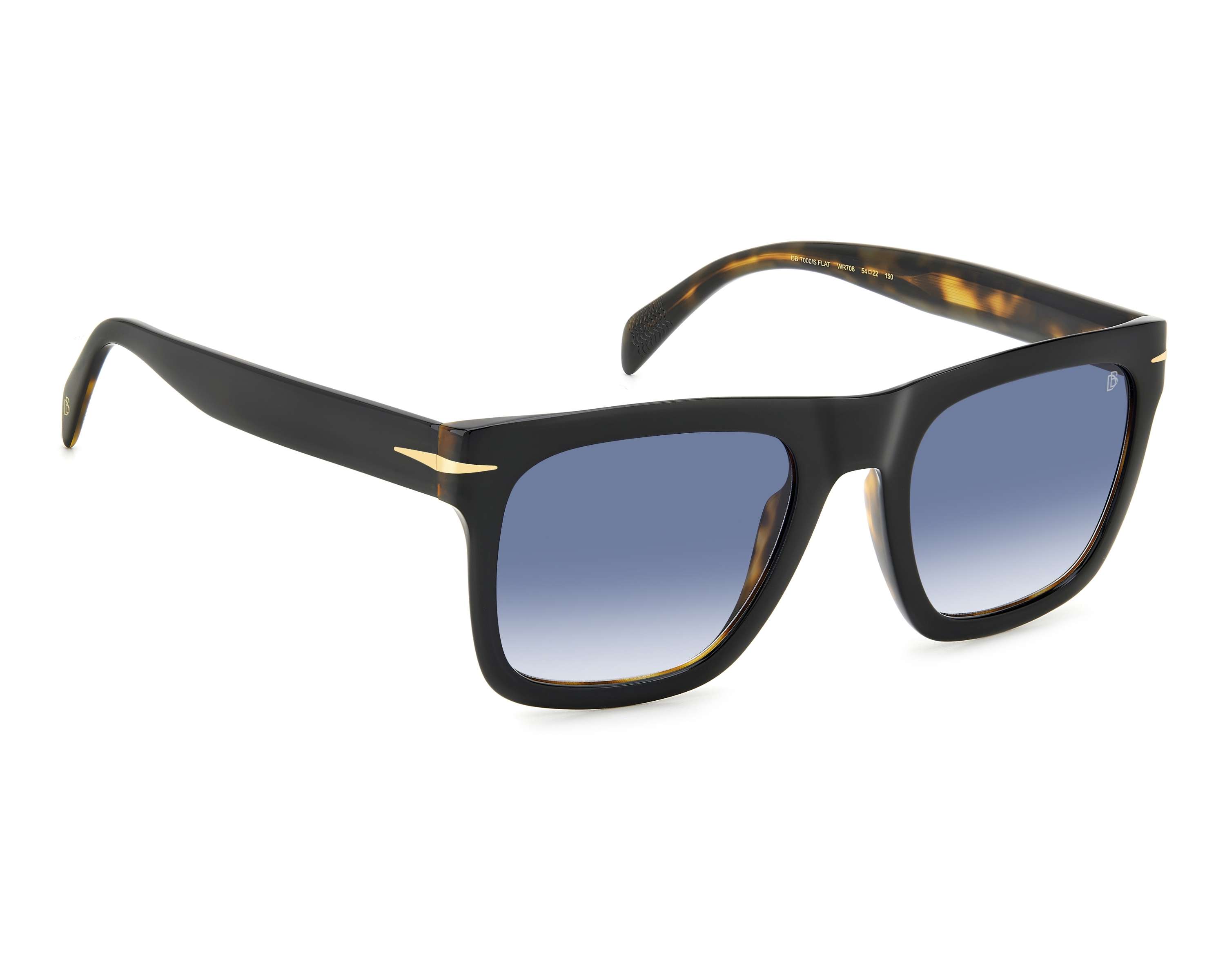 David Beckham DB 7000/S Sunglasses - Black Acetate Square Frame, Grey Nylon Lenses (51mm) - View #5