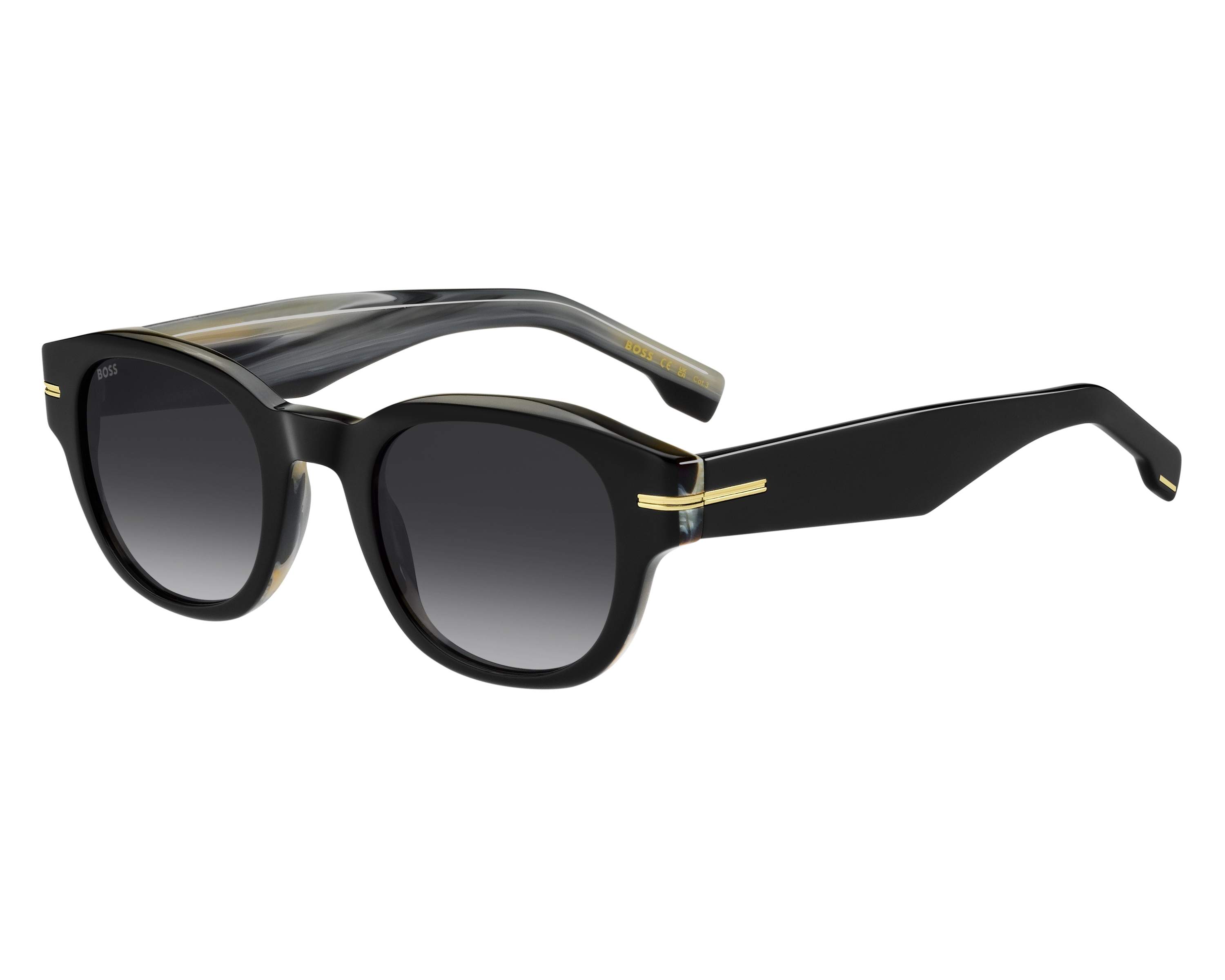 Hugo Boss BOSS-1717-S QF6/1I 48-24 Black White 360 degree view 4