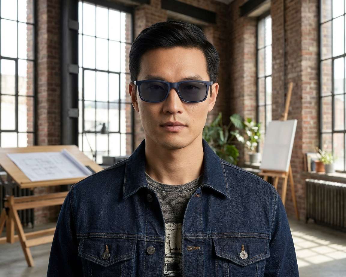 Hugo Boss HG-1329-G-CS2 9N7/99 55-17 Blue Black 360 degree view 9
