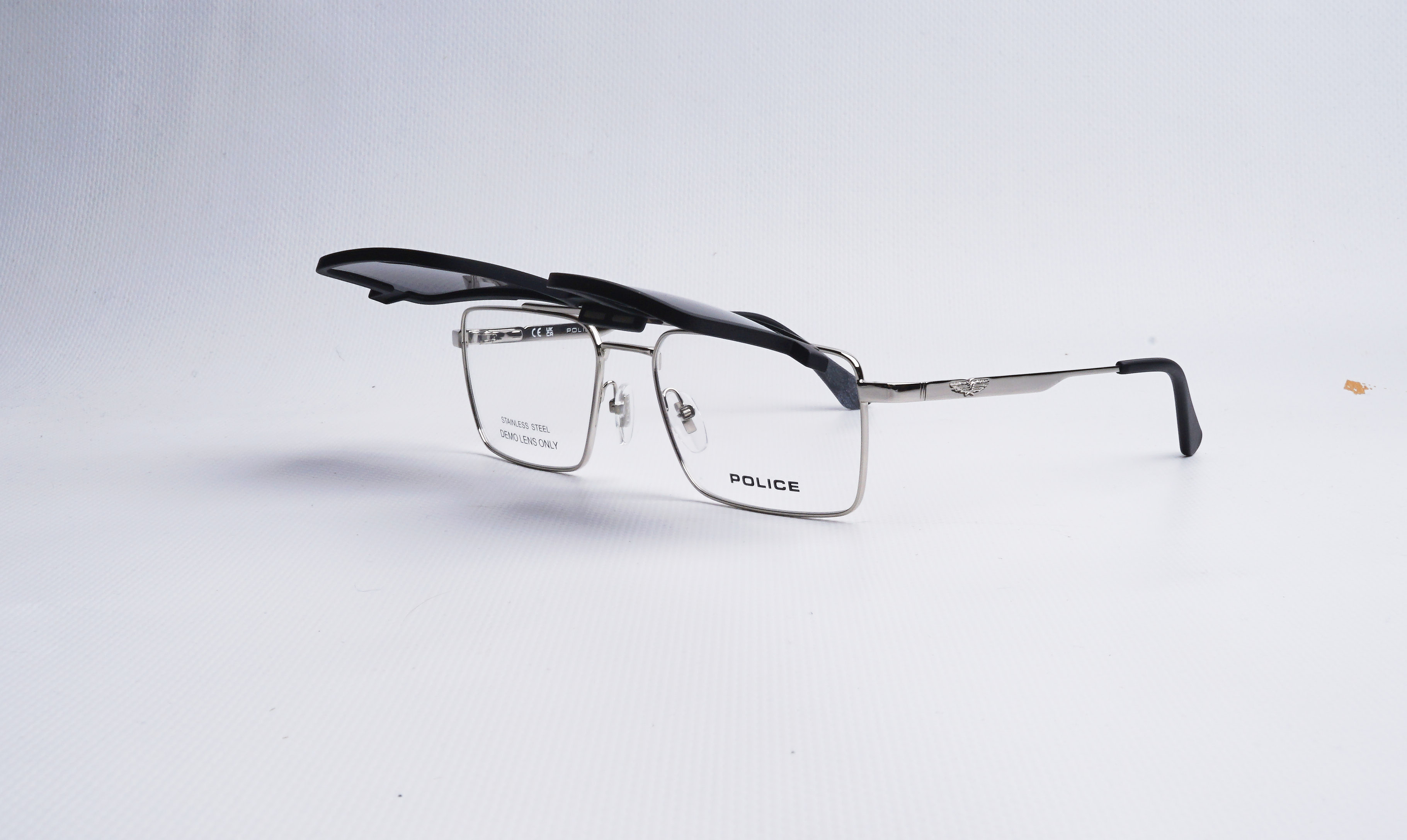 Police UPLR61 579P 55-18 Steel Black 360 degree view 1