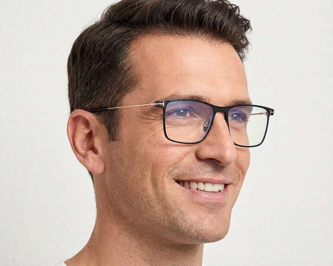 Tom Ford FT-5865-B/V 002 55-18 Black Gold side view